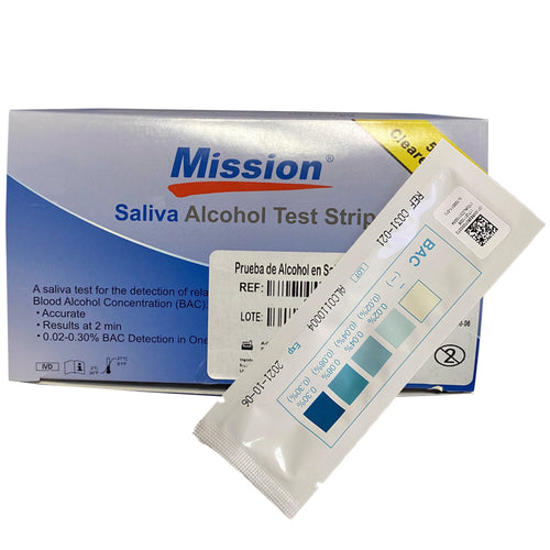 Caja con 25 pruebas de detección de alcohol en saliva